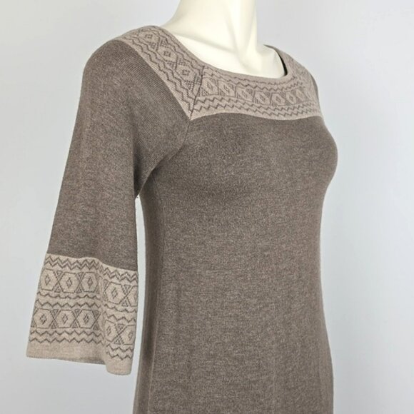 Temptation Women's Dress Cream Taupe Jacquard Knit Acrylic Wool Blend Size S - Picture 2 of 15